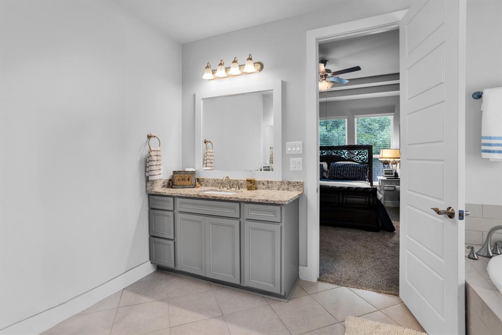 Primary Bath with His & Hers Vanities, Huge Walk-in Closet, Soaking Tub, and Oversized Walk-in Shower.