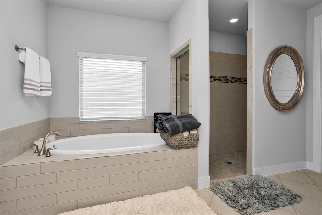 Soaking Tub and Separate Walk-in Shower.