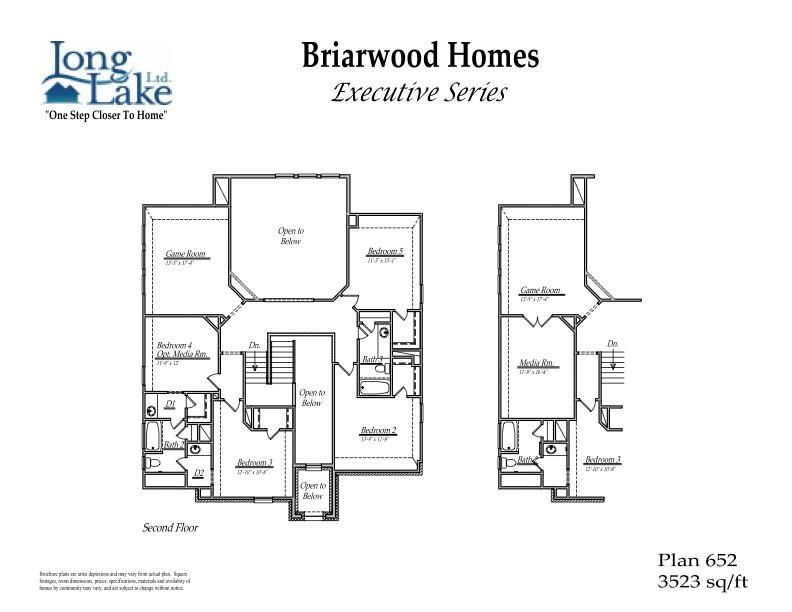 Plan 652 features 5 bedrooms, 3 full baths, 1 half bath and over 3,500 square feet of living space.