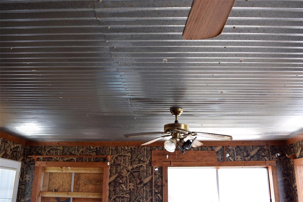Tin roof in living area