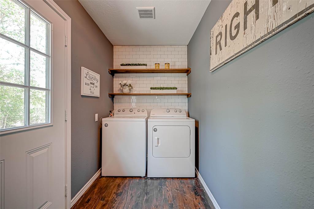 Great location for a laundry room off the back door. Come in and leave your coats and boots.
