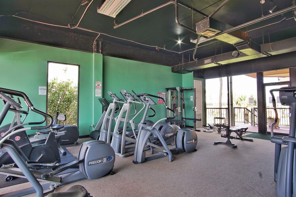 Although currently under construction, the workout facility has a great view of the Gulf.