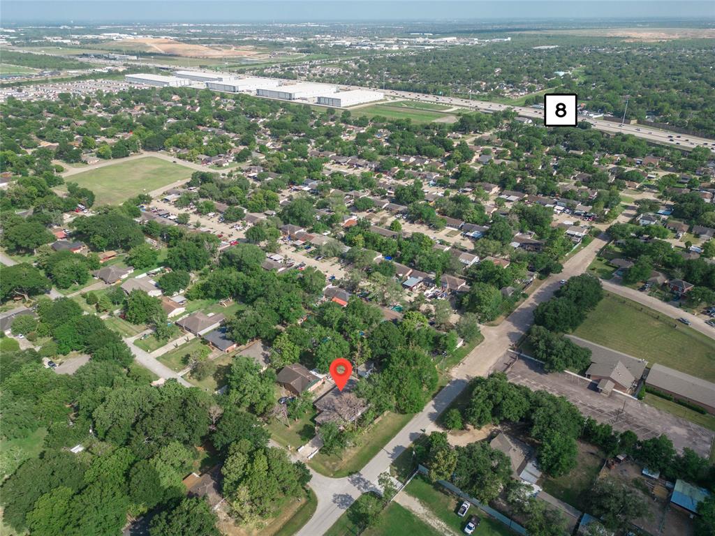 Aerial shot of home with Beltway 8 nearby.