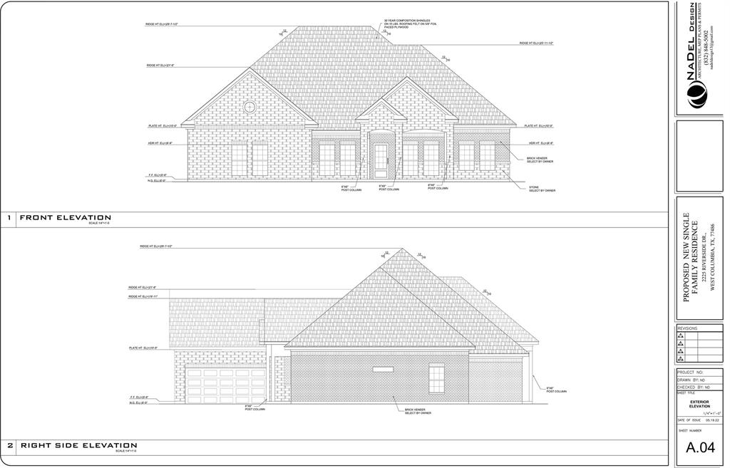 Example 1 of Larger Floor Plan - Exterior Front and Right Side Elevations