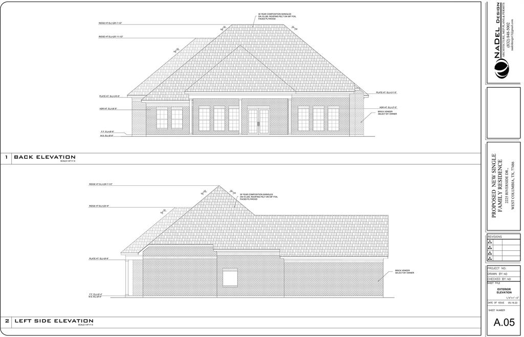 Example 1 of Larger Floor Plan - Exterior Back and Left Side Elevations