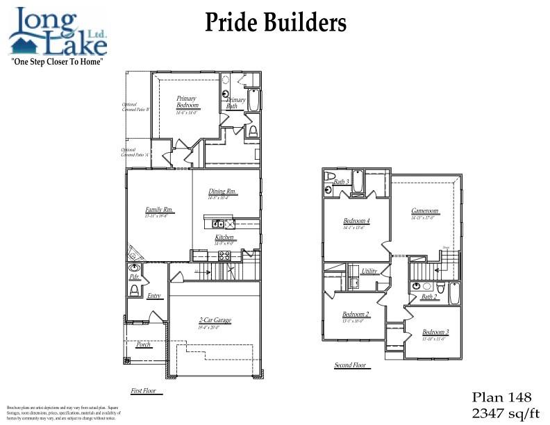 Plan 148 features 4 bedrooms, 3 full baths, 1 half bath, and over 2,300 square feet of living space.