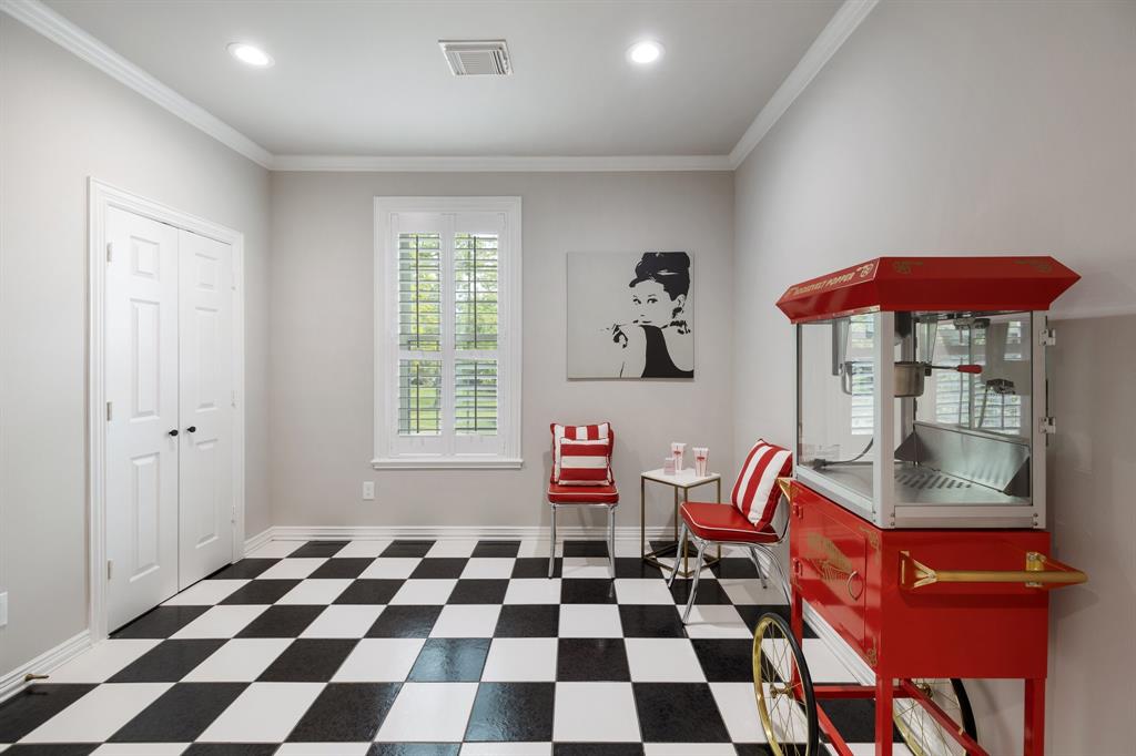 The Bistro will be so fun to decorate with your favorite movie posters or sports theme.  The checkerboard floor is a classic!