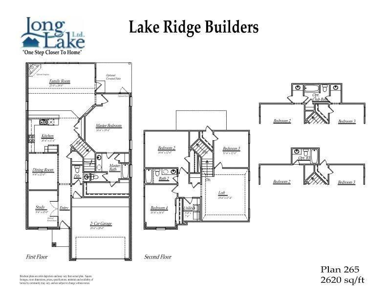 Plan 265 features 4 bedrooms, 3 full baths and over 2,600 square feet of living space.