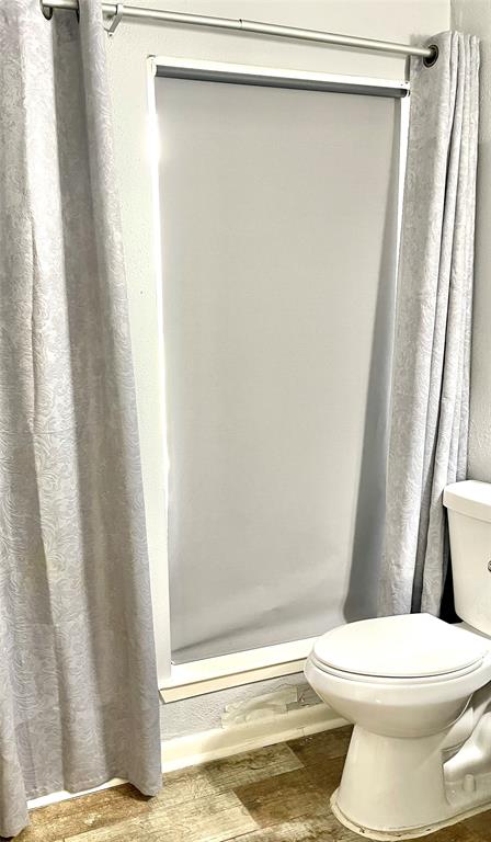 Water damage on the inside wall of the bathroom wall.