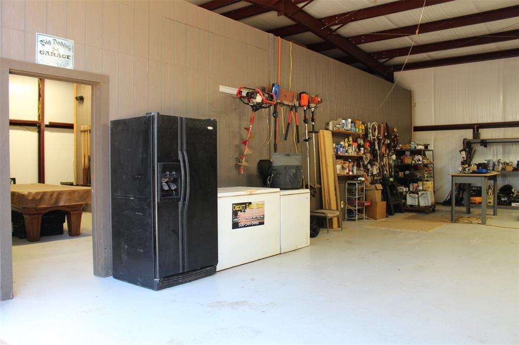 Inside view of shop showing door leading to man-cave.