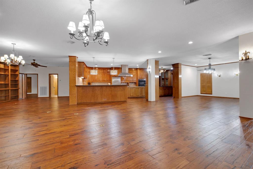 View of the Great Room including all living/dining entertainment spaces available in this 4,600 square foot home.