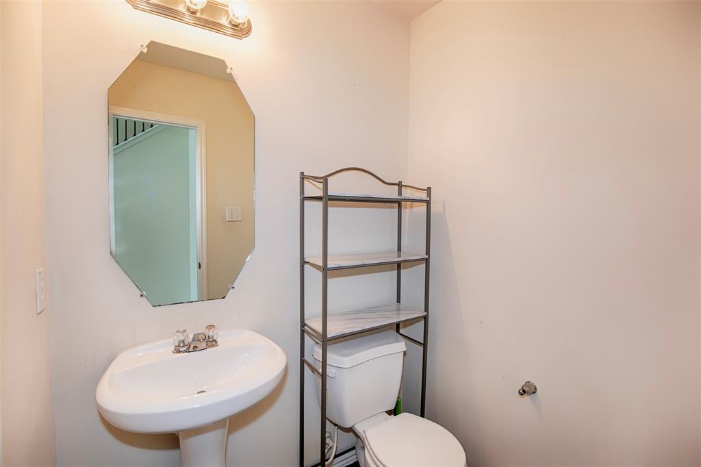 There is a half bathroom on the first level that is convenient for guests.