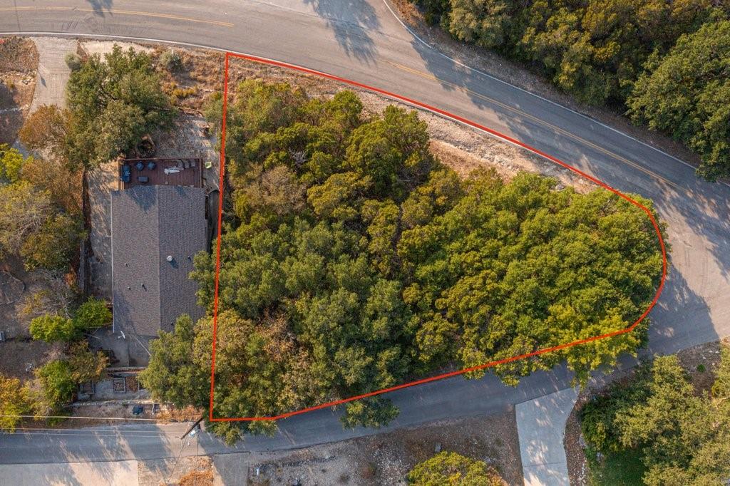 Aerial view of triangular shaped lot at intersection of Skyline Drive and Rock Castle.
