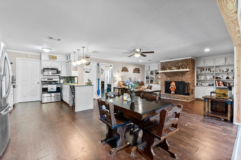 Open concept kitchen, living and dining area