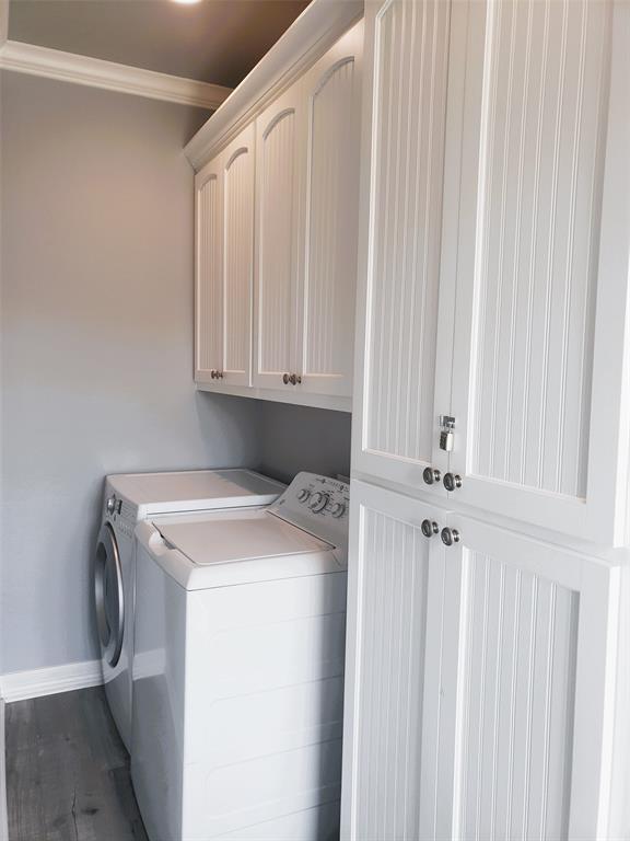 Plenty of storage and room for owner\'s items in the laundry room!