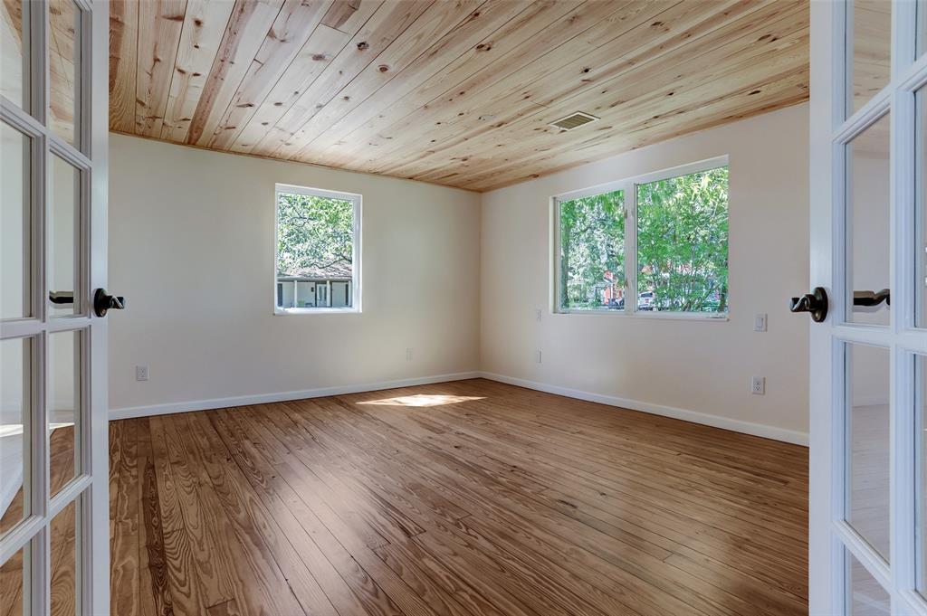 Newly refinished hardwood wood floors.