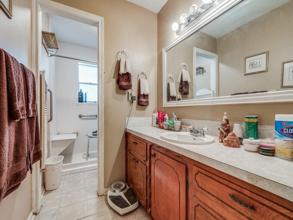 2nd bathroom- large vanity area and walk-in shower