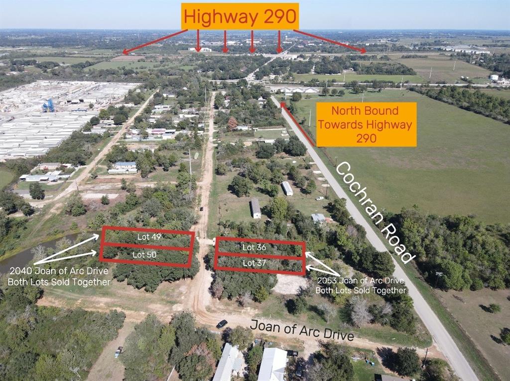 View of the lots looking North towards Highway 290.