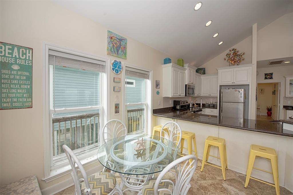 A view of the dining area with easy access to the kitchen.