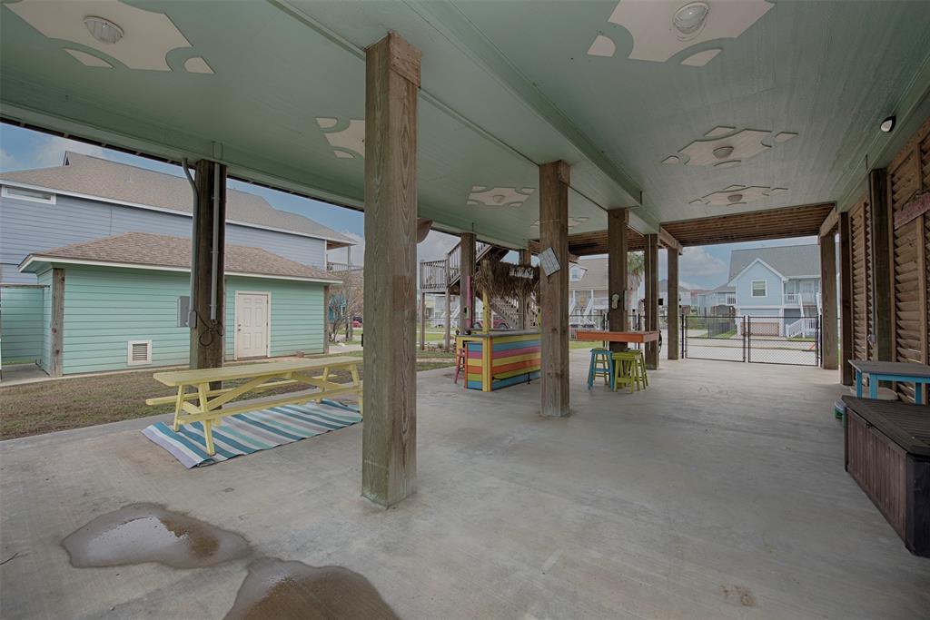 There is also a great picnic table for dining on the ground level. The perfect area for a fish fry or crawfish boil. You could also on one side easily fit a small boat.