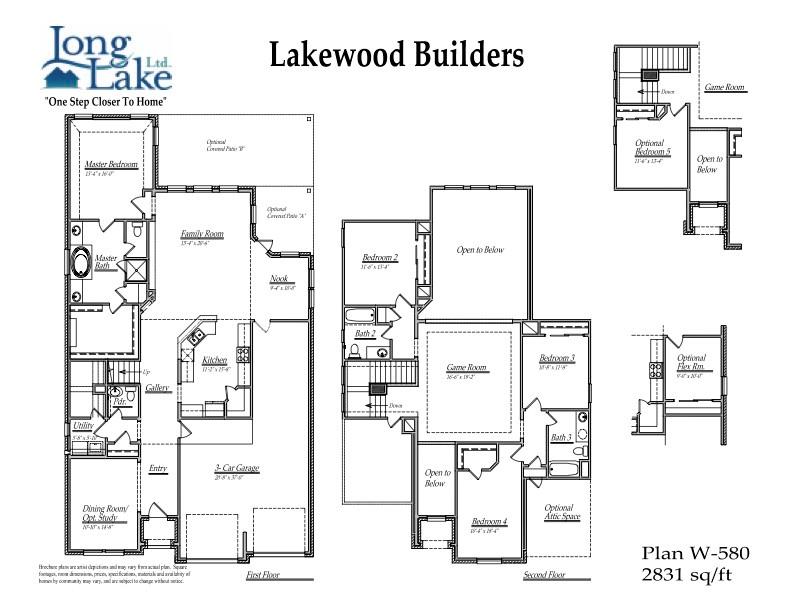 Plan 580 features 5 bedrooms, 3 full baths, 1 half bath and over 2,800 square feet of living space.