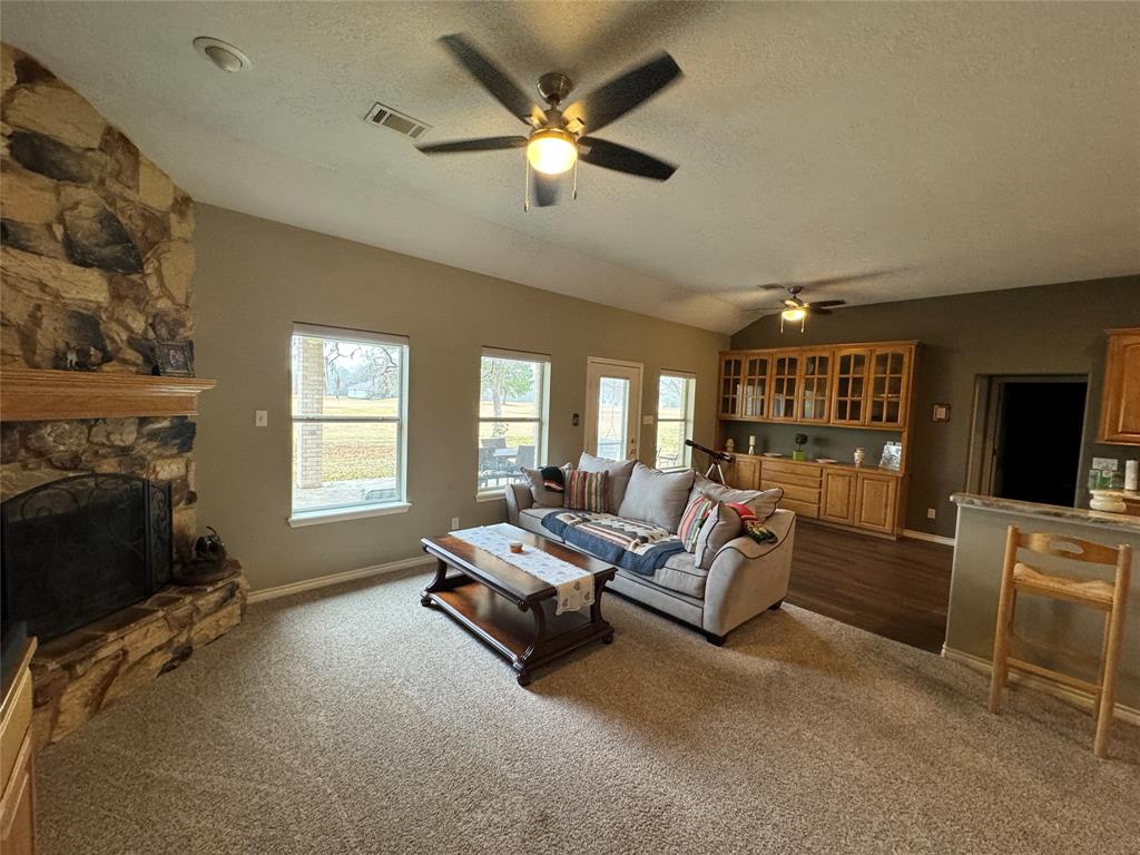 Open living room, dining area