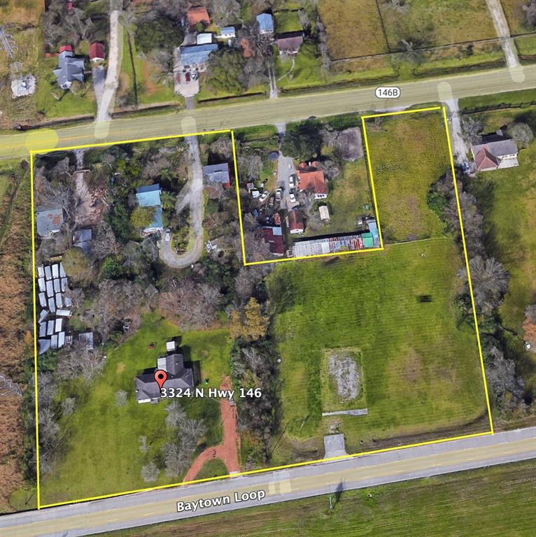 5 tracts of land with 3 wood frame homes and a storage building. Potential Prime Commercial Property with road frontage along HWY 146 and N Alexander Dr (Bus HWY 146).