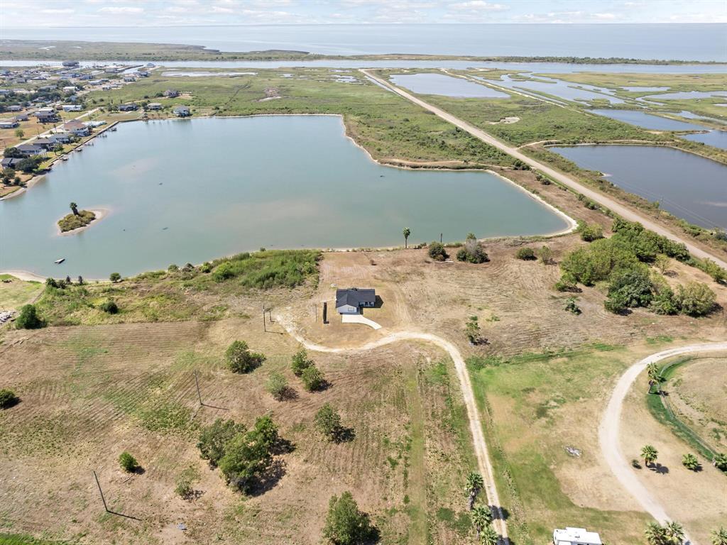 Great arial view of the front of the home.