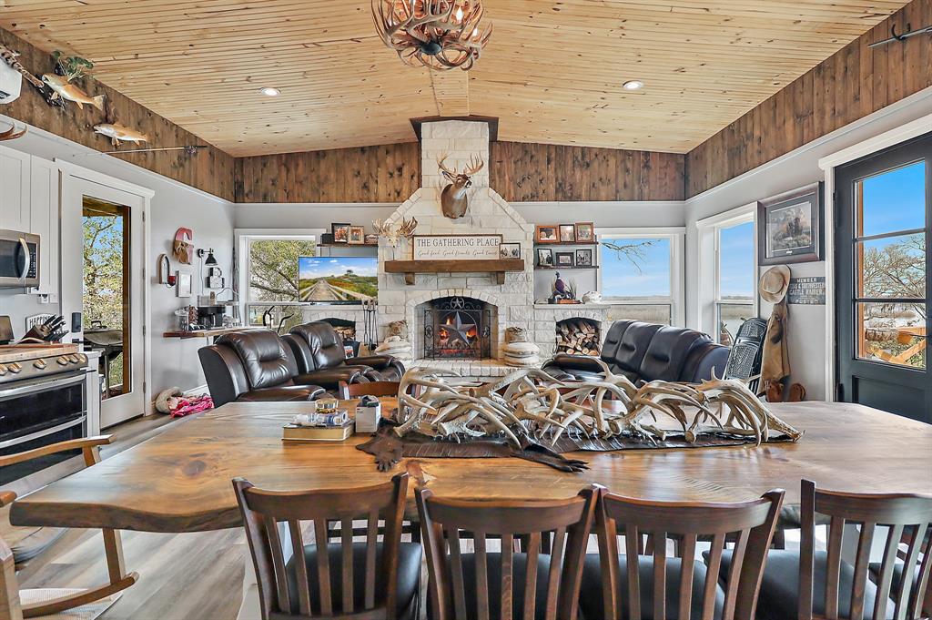 Austin Stone Wood Burning Fireplace in Outdoor Kitchen