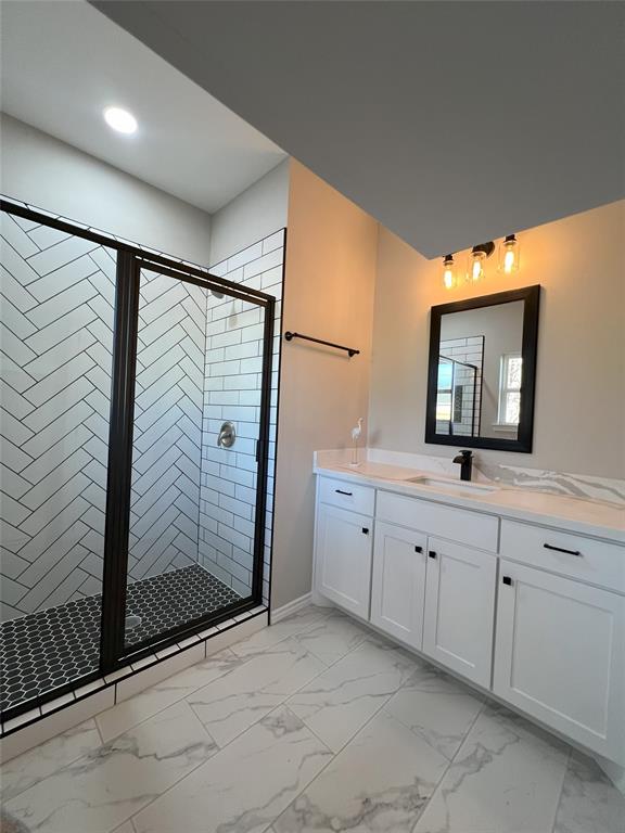 Primary Bathroom with Quartz Counter Top