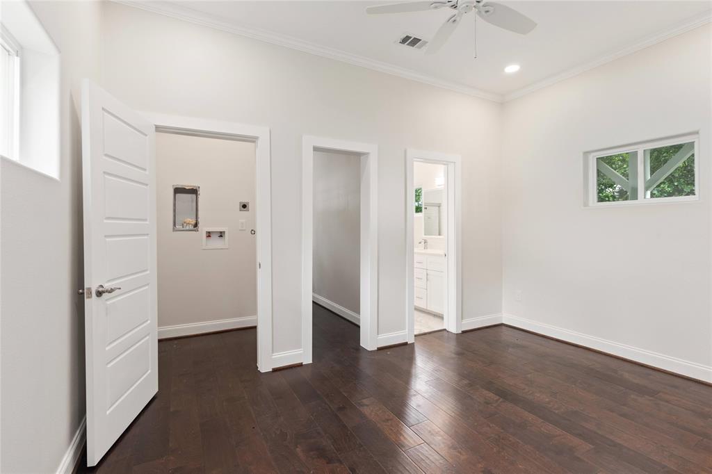 Downstairs flex room and a space added for a washer/dryer