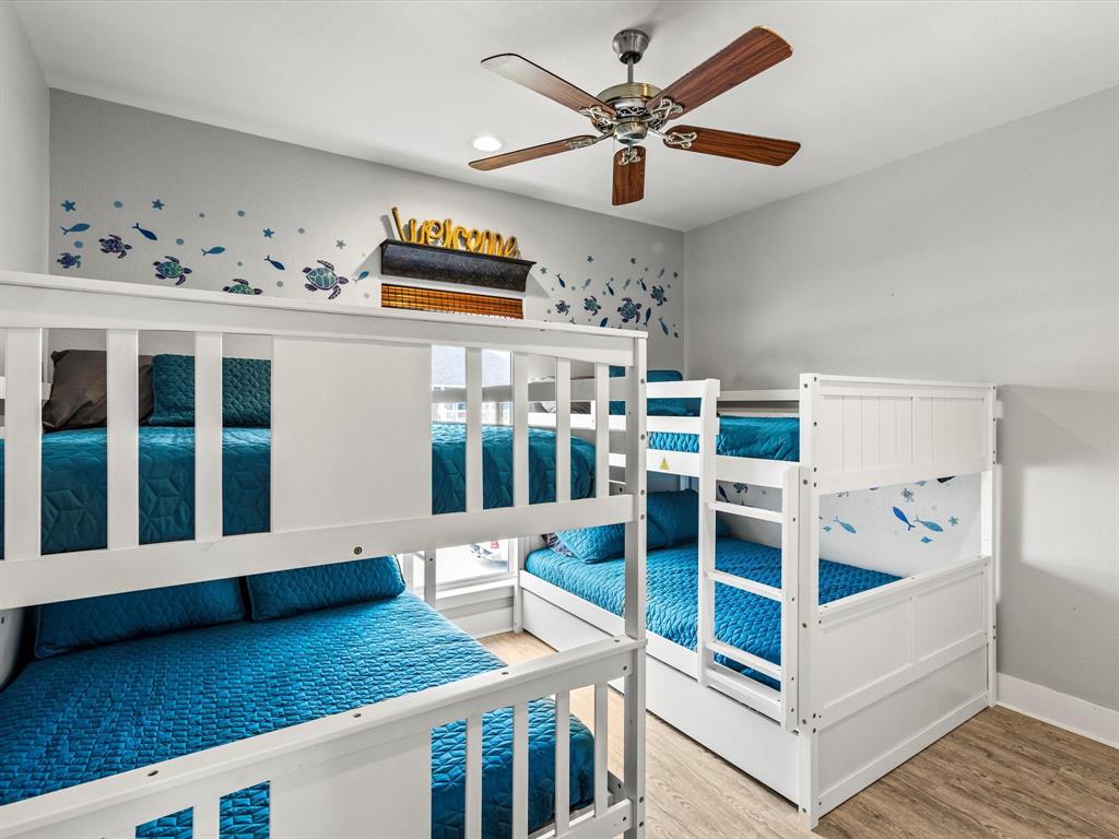 This room holds TWO full over full bunk beds. Talk about comfort!