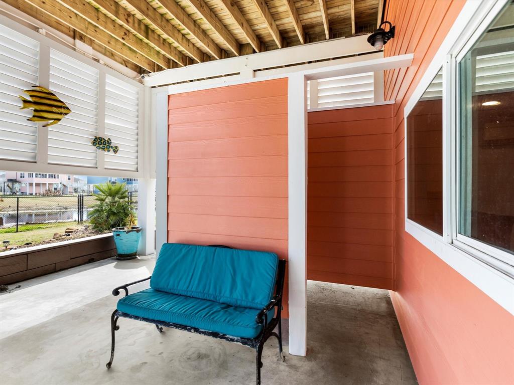 Entrance to the outdoor shower.