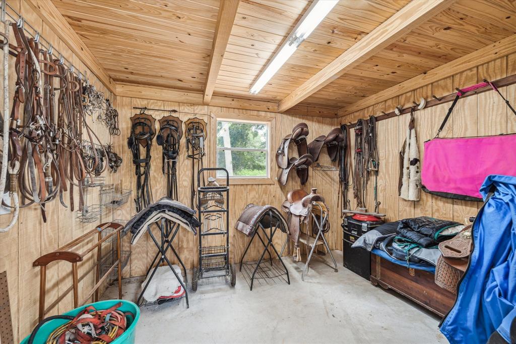 One of two storage areas in the horse barn