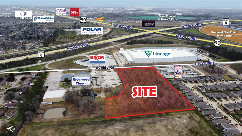This 7± acre infill tract with its approx. 335’ frontage on Uvalde Road is just 1,000’ off the Beltway 8 feeder road and only 1,800’ north of Hwy 90.  Uvalde Road is a well- traveled thoroughfare connecting East Belt, Hwy 90, and Miller Road traffic into the mature neighbors leading south to I10.  Uvalde Road in front of the site carries over 12k-VPD.  The site is only 6 miles south of Generation Park which boasts 4,300 acres of office, mixed-use, and retail. And companies such as FMC/Technip, Robsco, Unify Energy Solutions, & GHX Industrial. The site is located within the Royalwood MUD.