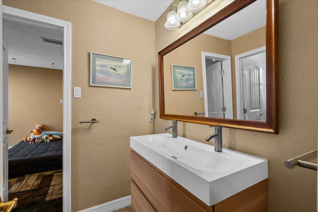 This updated bath is sure to please family and guest.