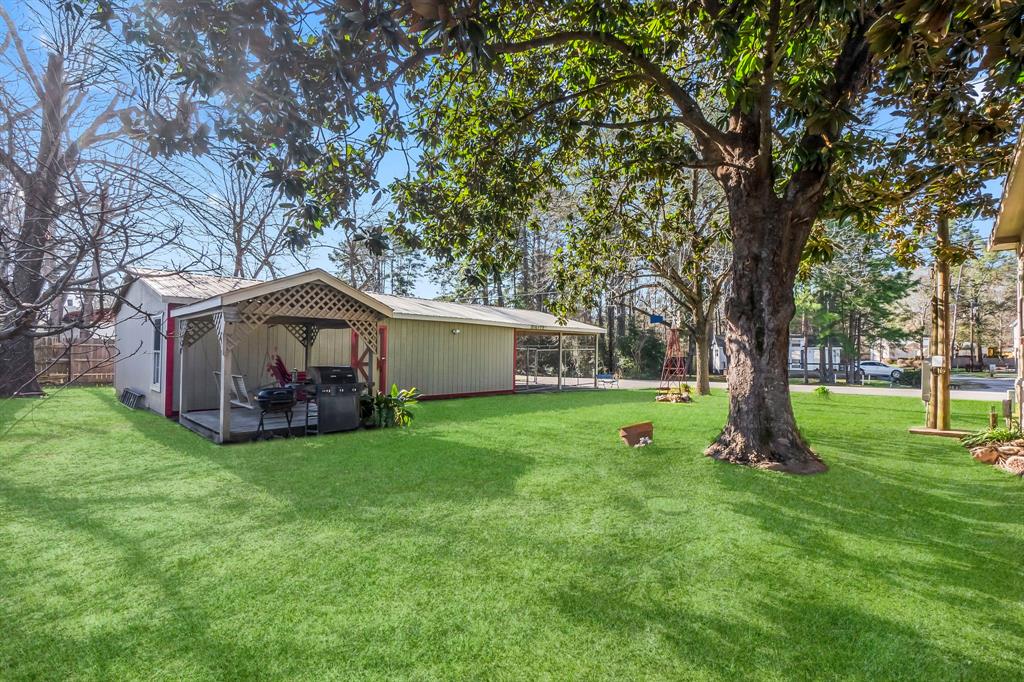 Standing in the back yard looking towards the detached workshop/garage/carport