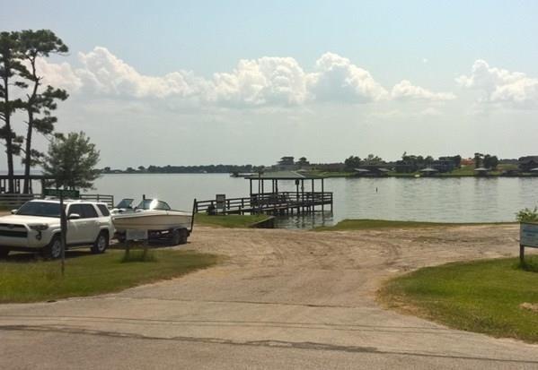 One of the two community boat launching areas