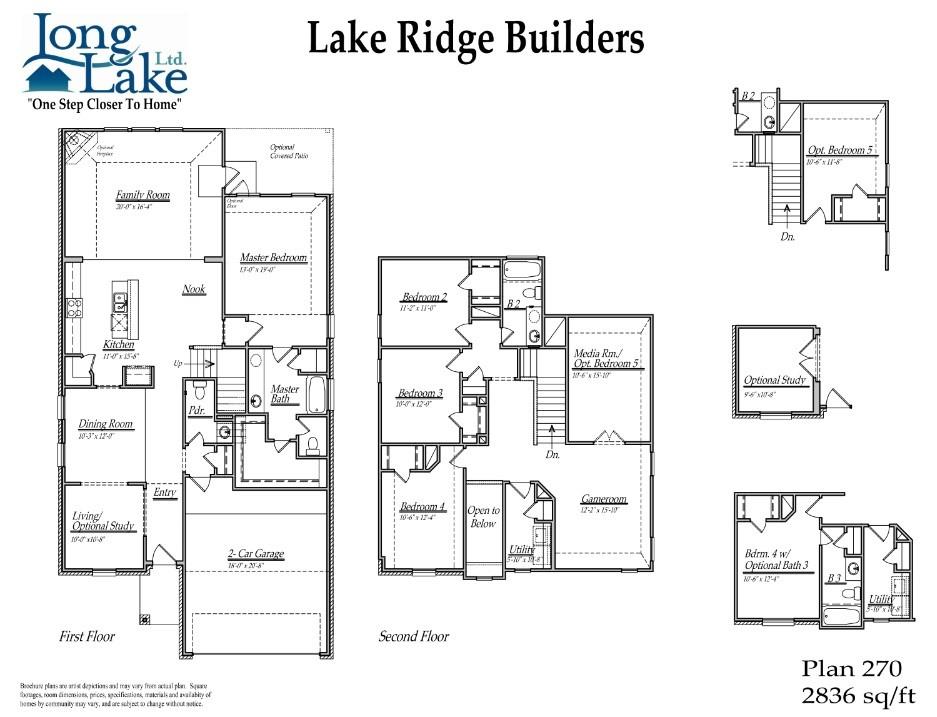 Plan 270 features 4 bedrooms, 3 full baths, 1 half bath, and over 2,800 square feet of living space.