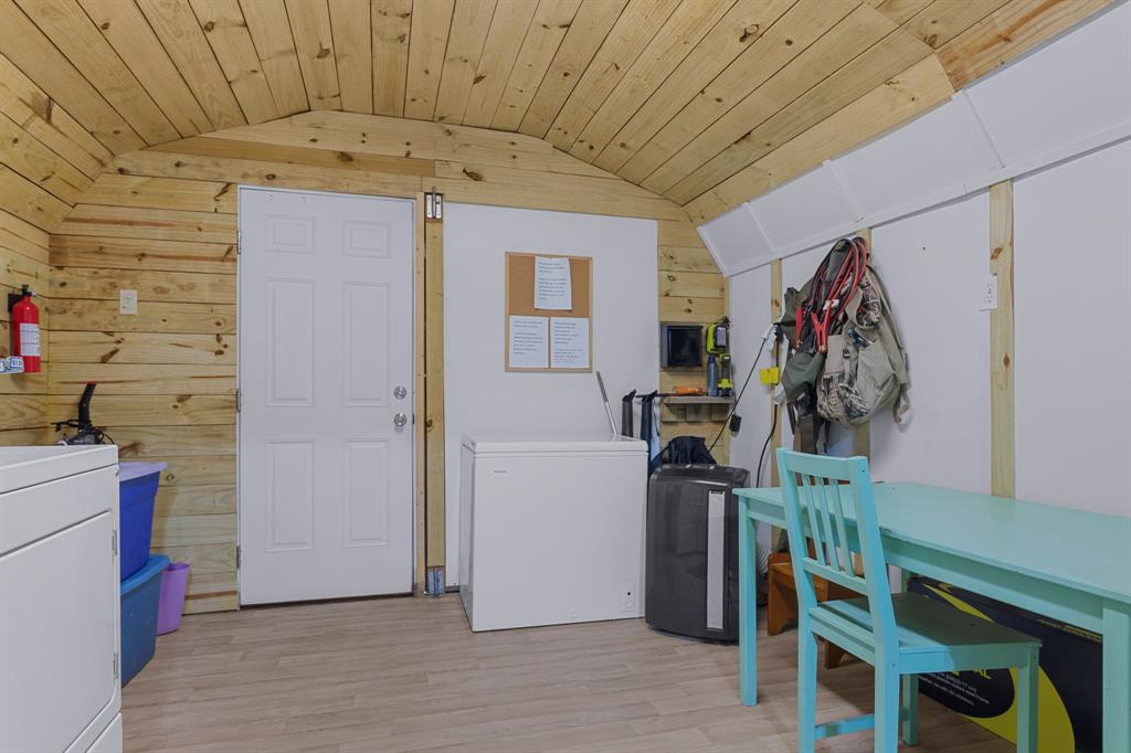 Interior of Outdoor Building Storage Space and Laundry Area