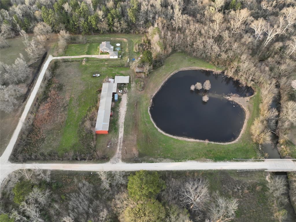 Aerial view of front of property.