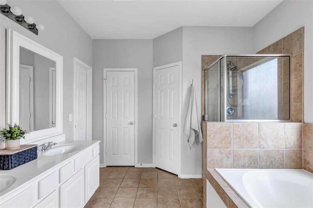 Primary bathroom with double sinks