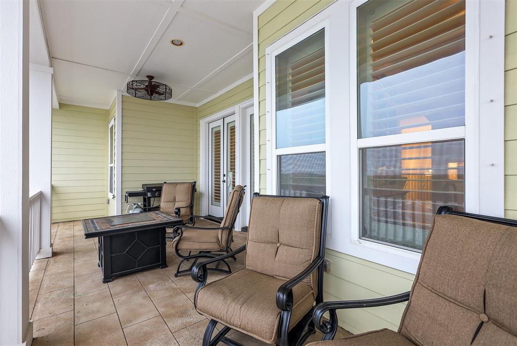 Room for a grill, seating and a fire pit from the upstairs balcony.