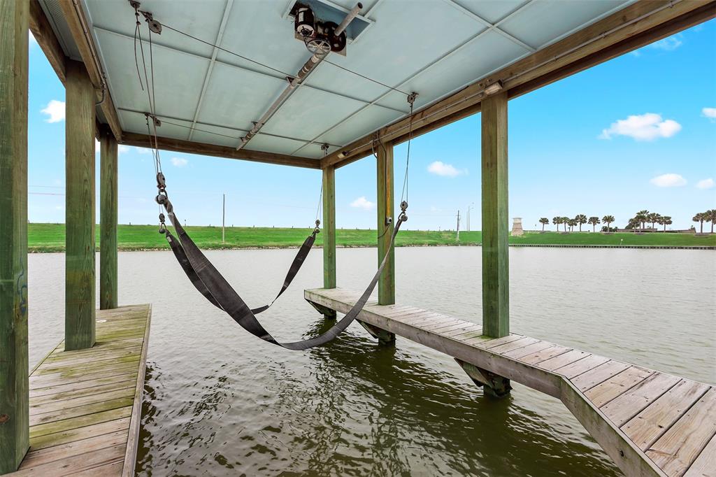 Boathouse with a lift.