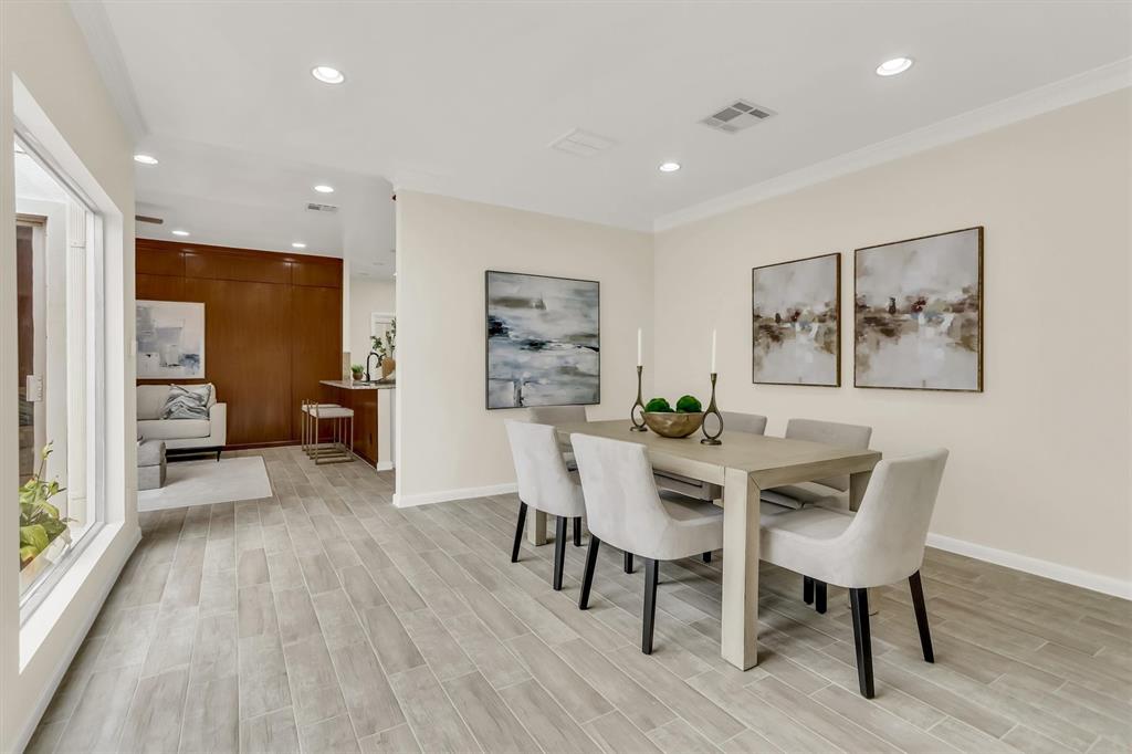 Dining room, Tile flooring with the beautiful view of the court yard.