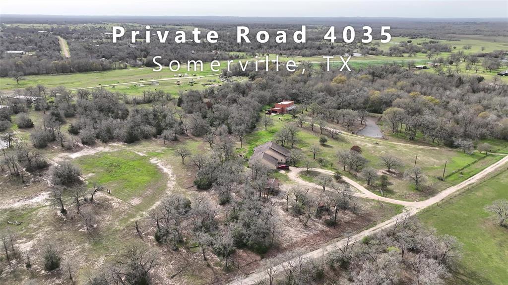 A RARE FIND! Private, quiet country living at its finest! 9 UNRESTRICTED ACRES with a 3012 sq ft home tucked away in the gently rolling hills of Somerville, w/easy access to both College Station and Houston and just minutes away from Lake Somerville - a great recreation destination! Beautifully cleared & surrounded by trees, this property would be perfect for a weekend getaway, a new homestead, or use the current home as a guest house and build your dream home! This spacious home is perfectly poised for your personal touches to make it your own.  In addition to 4 bedrooms, there are 2 extra rooms that will give you wonderful flexibility (currently being used as a game room and craft/office space.) The primary bedroom is HUGE, and the home has great storage. The garage is oversized and large enough for workbenches and vehicles. There is also a 120 sq ft shed for storage on the property. Come take a look! NEVER FLOODED!