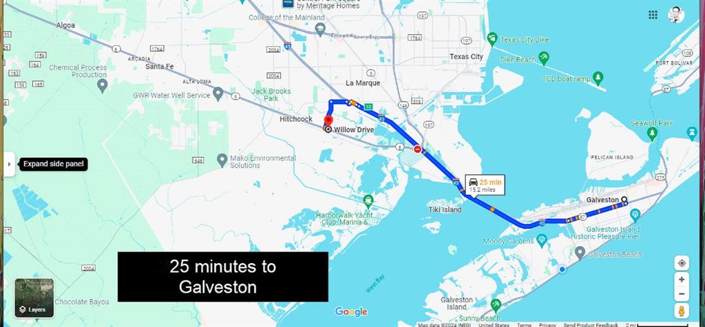 25 minutes to Galveston