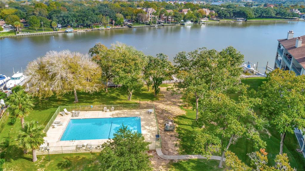 Community Pool Area with lots of trees and green space.