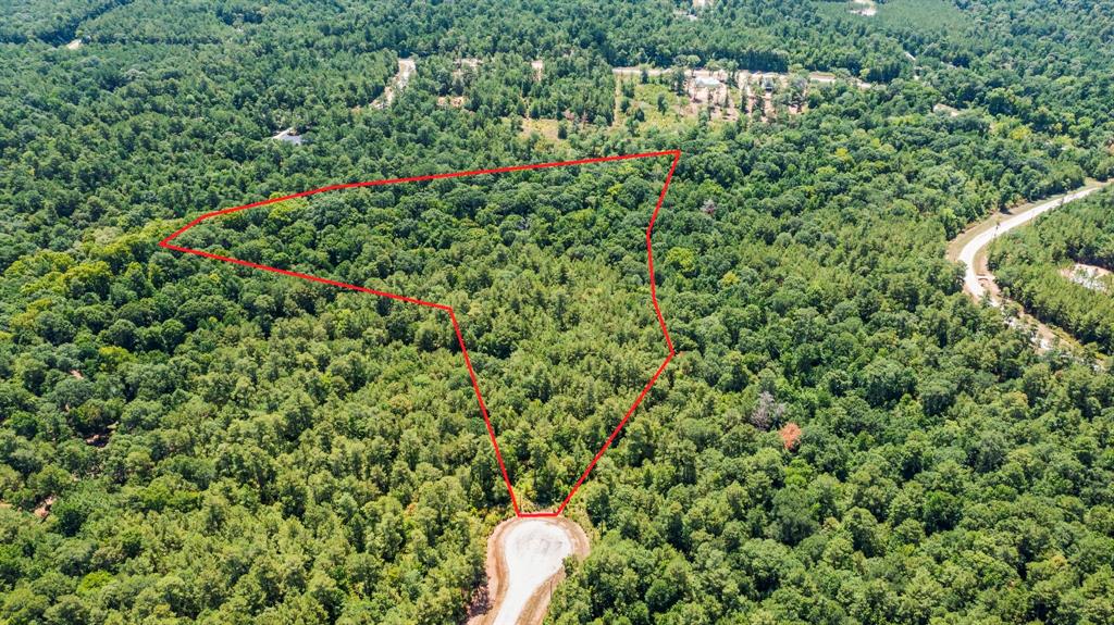 Aerial view of a forested area with a red line outlining a section, possibly indicating property boundaries or a surveying area. **NOT 100% accurate**