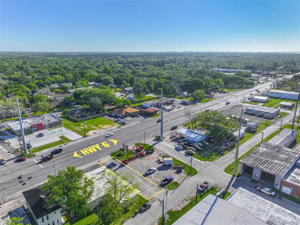 Highway 6 Frontage in the heart of the Commercial District in  Hitchcock Texas.  * Drawing is for referance purpose only and does not define the lot.  A survey and replat will be required before closing.